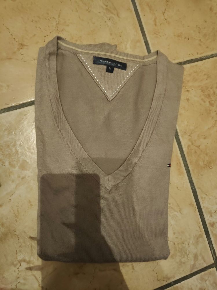 Tommy Hilfiger Beige V-Neck Sweater
